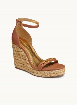 Brown Donna Karan Yulissa Ankle Strap Espadrille Sandals | Israel_DK44079