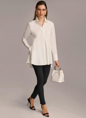 Cream Donna Karan Long Sleeve A-line Tunic Sweaters and Tops | Israel_DK75349