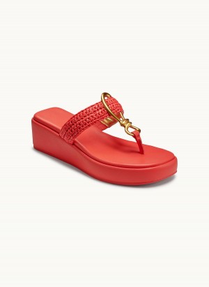 Red Donna Karan Harlyn Wedge Sandals | Israel_DK58959