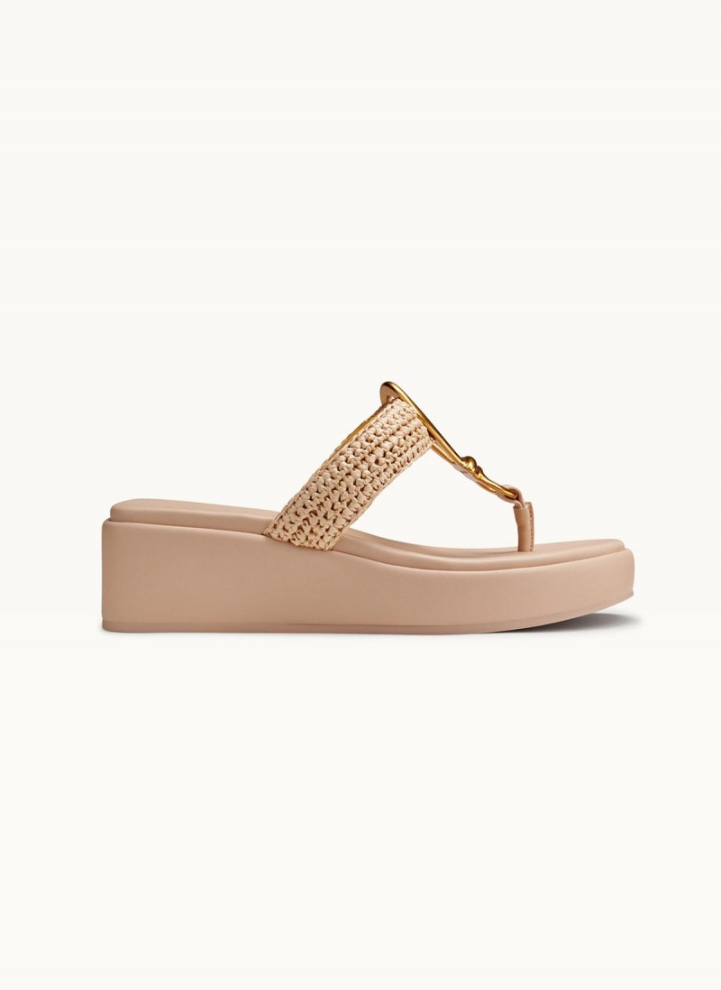 Beige / Beige Donna Karan Harlyn Wedge Sandals | Israel_DK26568