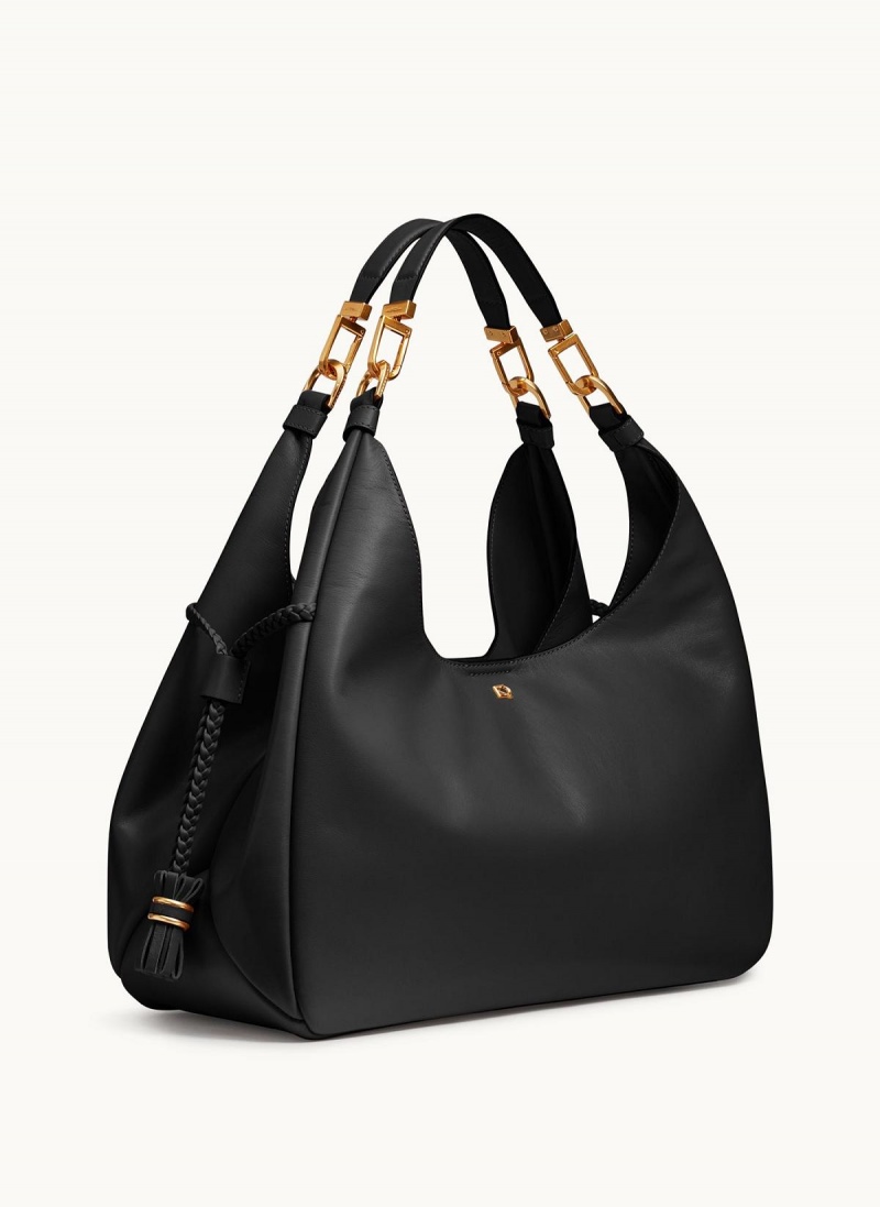 Black Donna Karan Bellerose Hobo Bag | Israel_DK49116