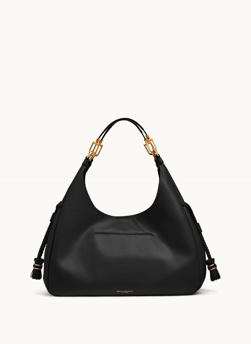 Black Donna Karan Bellerose Hobo Bag | Israel_DK49116