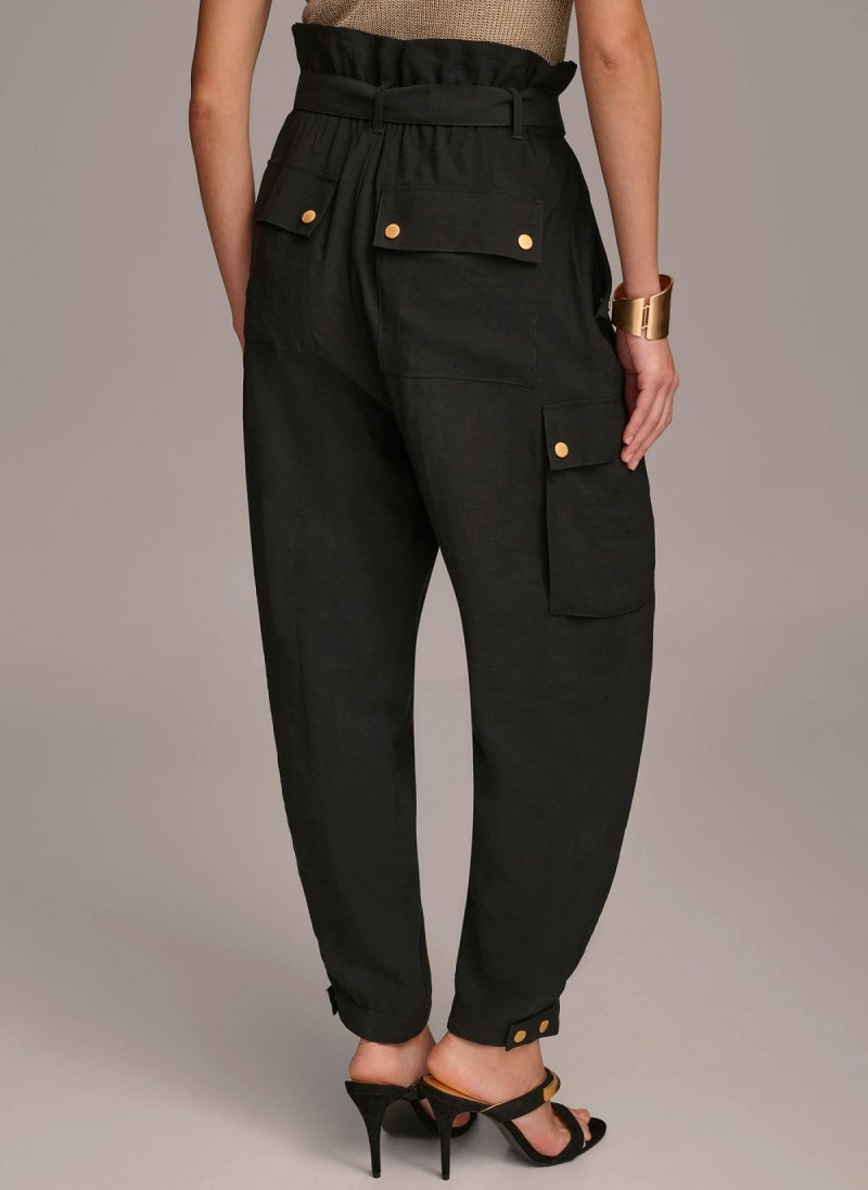 Black Donna Karan Belted Cargo Pants | Israel_DK31813