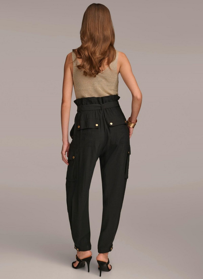 Black Donna Karan Belted Cargo Pants | Israel_DK31813