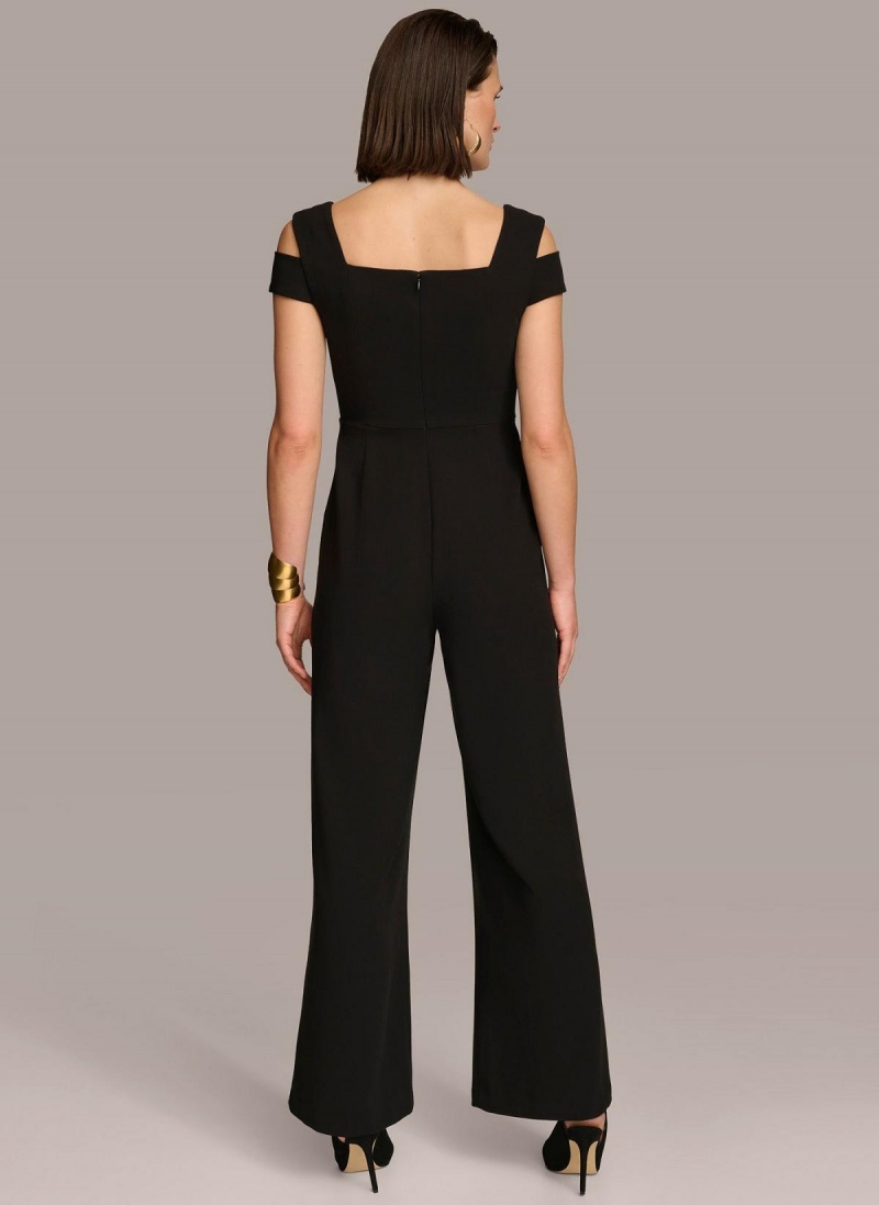 Black Donna Karan Cold Shoulder  Jumpsuit | Israel_DK12092