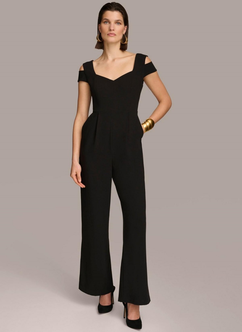 Black Donna Karan Cold Shoulder  Jumpsuit | Israel_DK12092