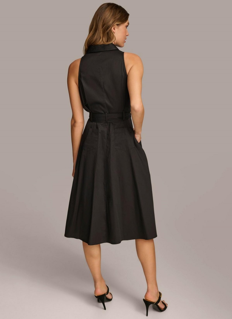 Black Donna Karan Cotton Shirt Dress | Israel_DK97743