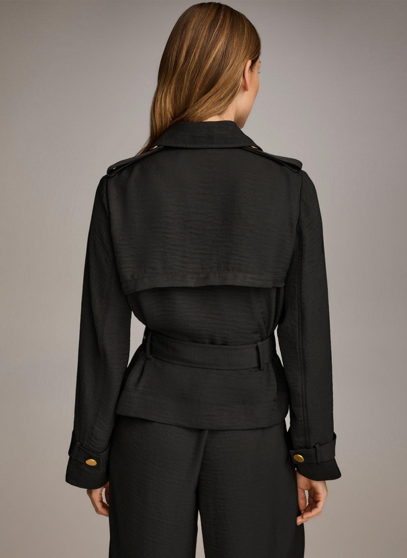 Black Donna Karan Double Breasted Blazer Jacket | Israel_DK11185