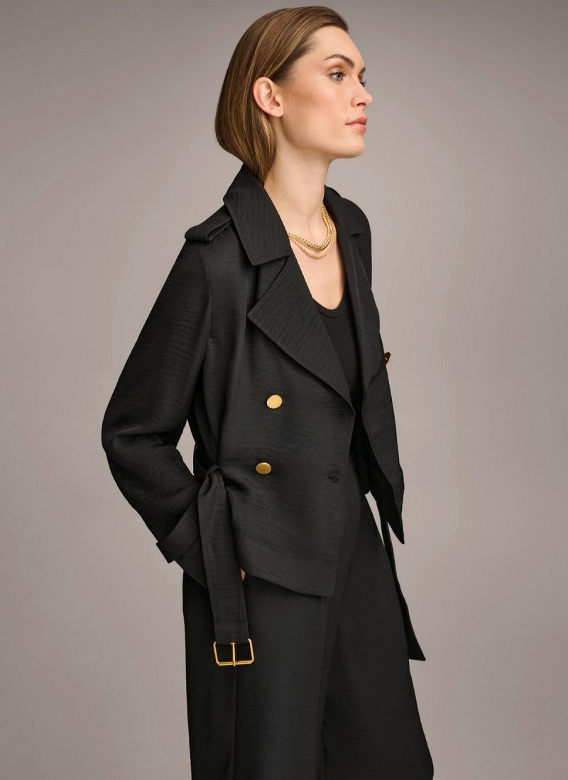 Black Donna Karan Double Breasted Blazer Jacket | Israel_DK11185