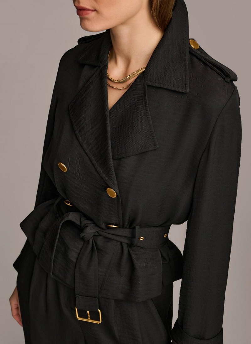 Black Donna Karan Double Breasted Blazer Jacket | Israel_DK11185