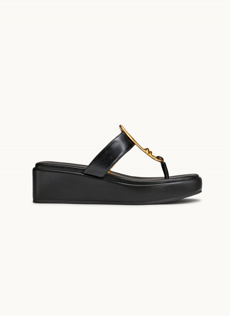 Black Donna Karan Harlyn Wedge Sandals | Israel_DK15278