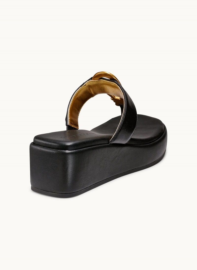 Black Donna Karan Harlyn Wedge Sandals | Israel_DK15278