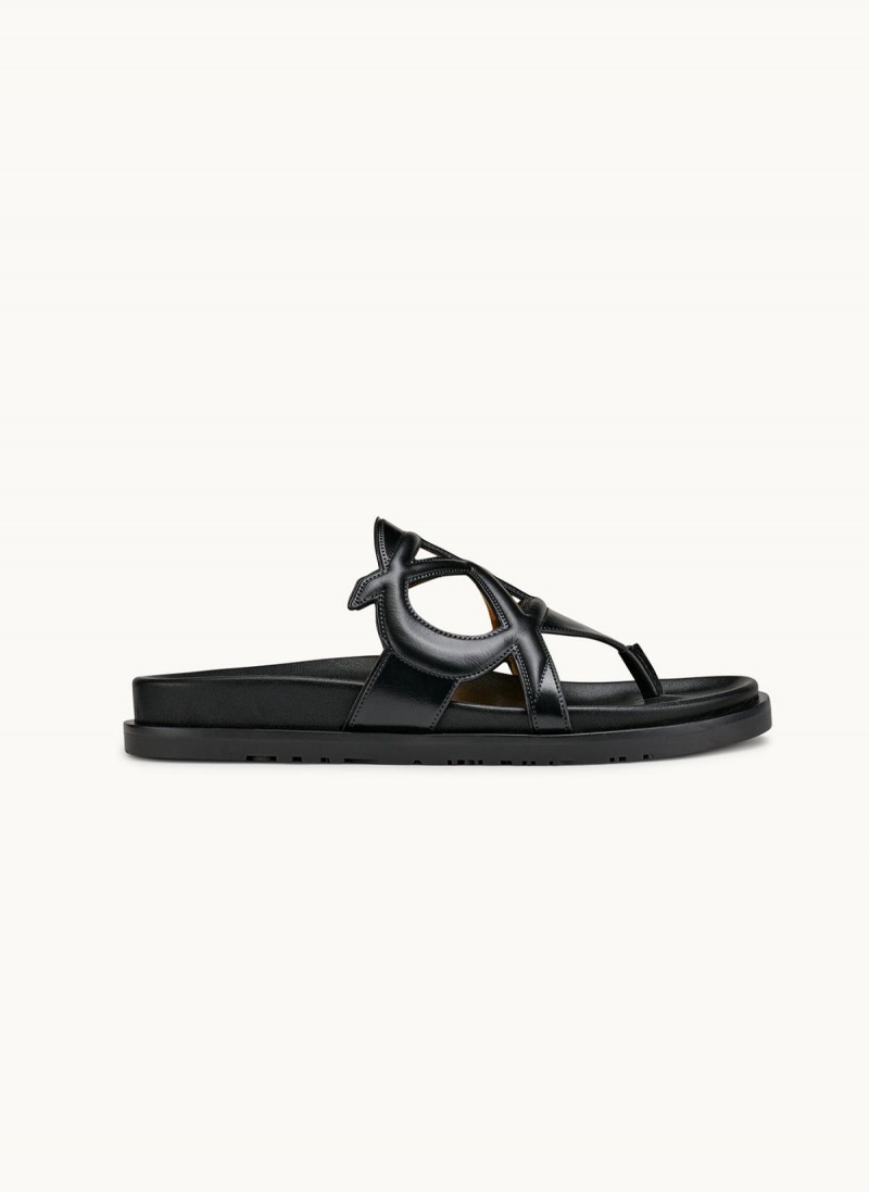 Black Donna Karan Hatsy Flat Sandals | Israel_DK54698