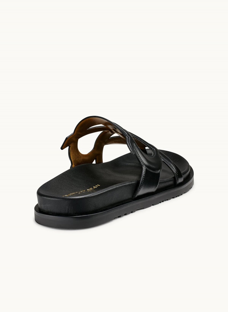 Black Donna Karan Hatsy Flat Sandals | Israel_DK54698