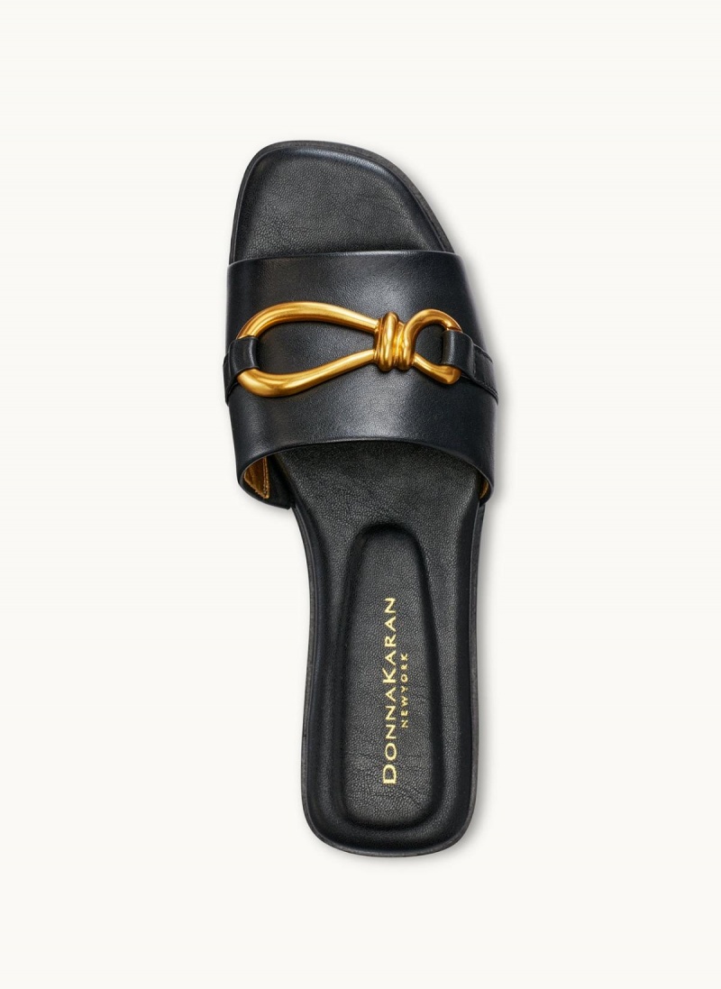 Black Donna Karan Haylen Flat Sandals | Israel_DK82548