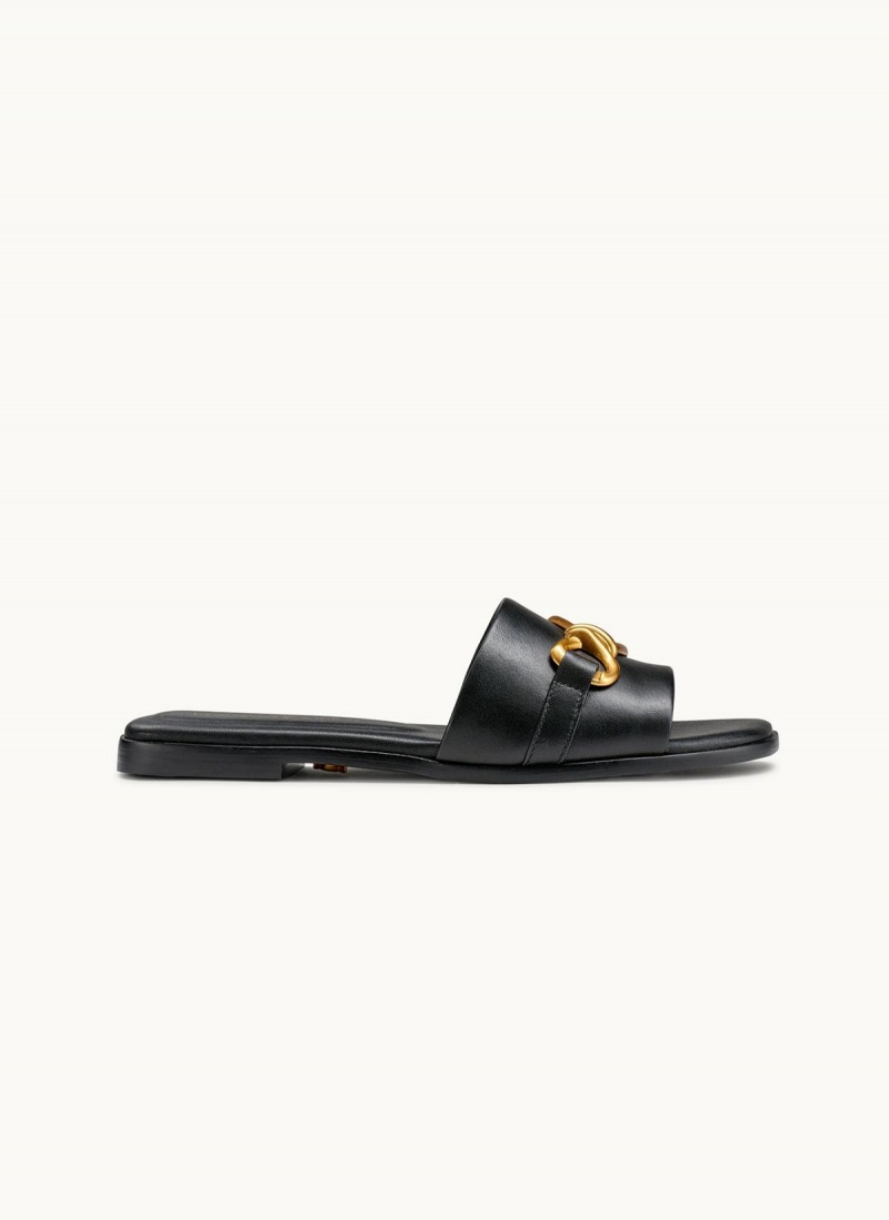 Black Donna Karan Haylen Flat Sandals | Israel_DK82548