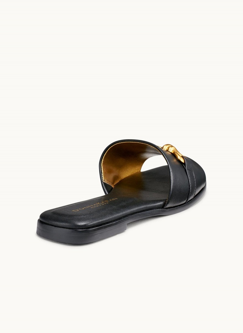 Black Donna Karan Haylen Flat Sandals | Israel_DK82548