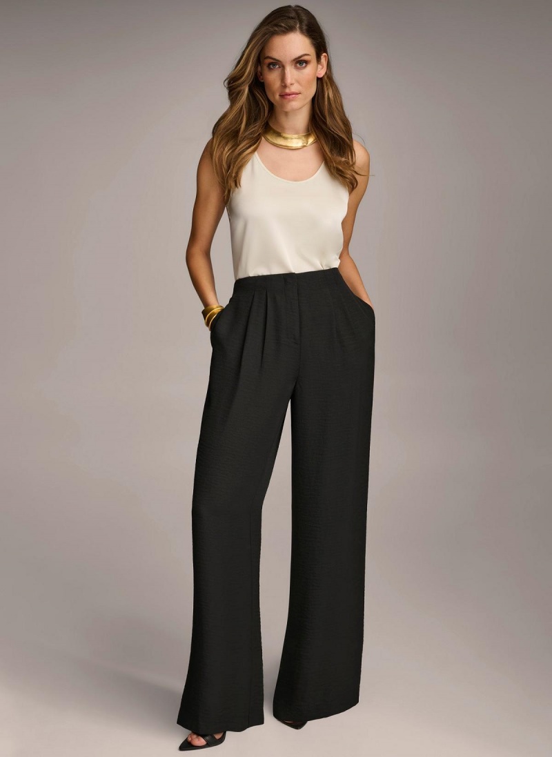 Black Donna Karan High Waisted Pants | Israel_DK87596