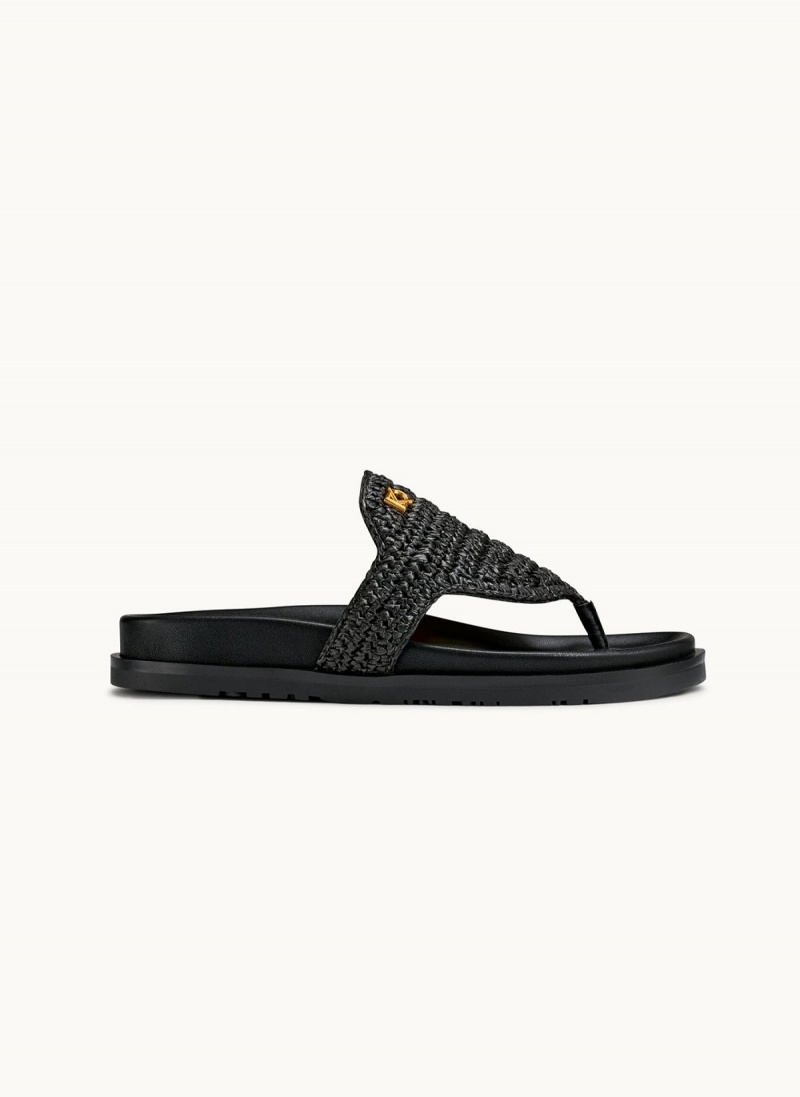 Black Donna Karan Hira Flat Sandals | Israel_DK11995