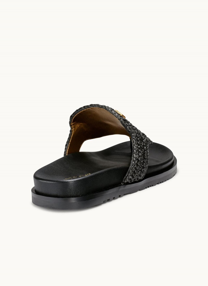 Black Donna Karan Hira Flat Sandals | Israel_DK11995