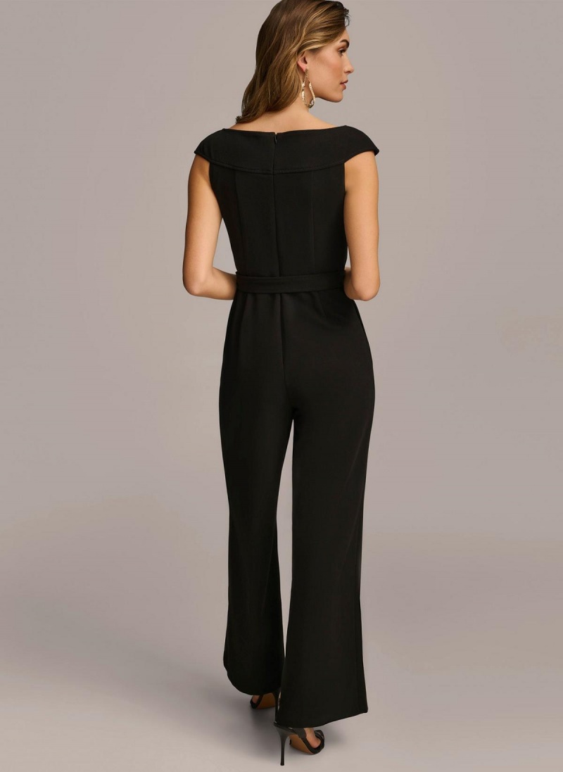 Black Donna Karan Jumpsuit With Hardware Belt Jumpsuit | Israel_DK92335