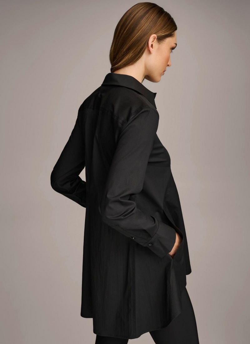 Black Donna Karan Long Sleeve A-line Tunic Sweaters and Tops | Israel_DK16498