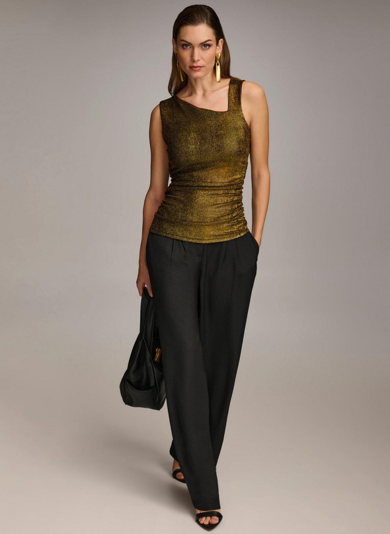 Black Donna Karan Metallic Tank Sweaters and Tops | Israel_DK92853