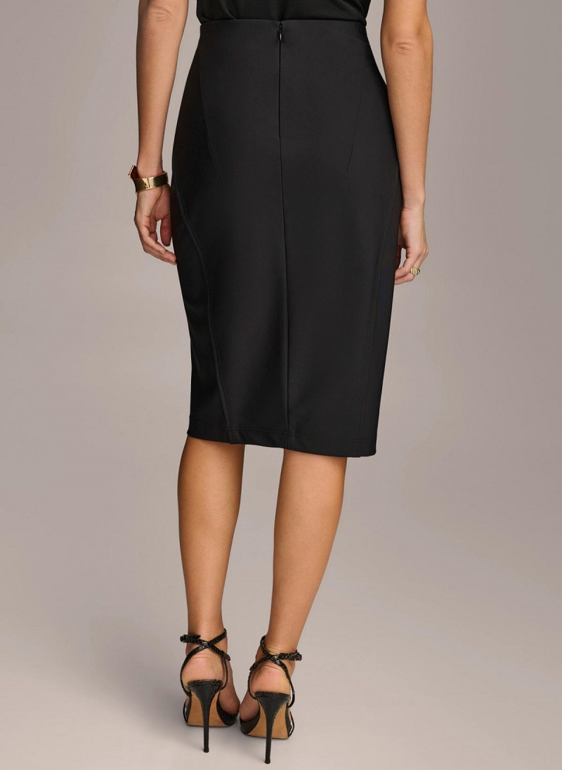 Black Donna Karan Midi Pencil Skirt | Israel_DK69129