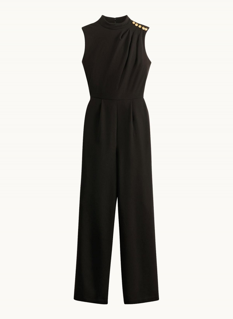 Black Donna Karan Mock Neck With Pockets Jumpsuit | Israel_DK31992