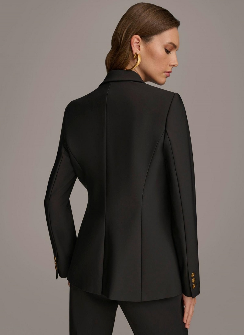 Black Donna Karan One Button Jacket | Israel_DK19635