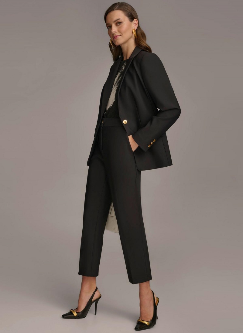 Black Donna Karan One Button Jacket | Israel_DK19635