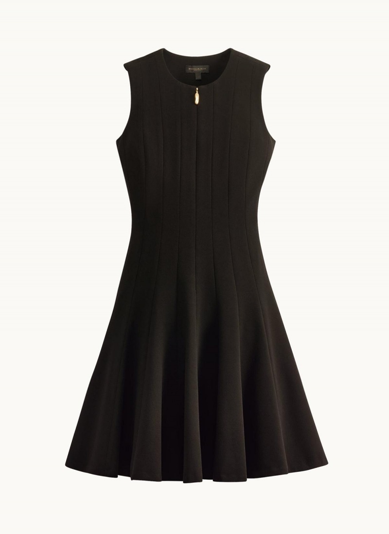 Black Donna Karan Pleated Skirt Dress | Israel_DK22014