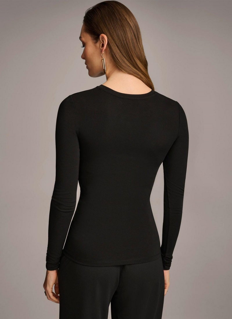 Black Donna Karan Ruched Detail Sweaters and Tops | Israel_DK99837