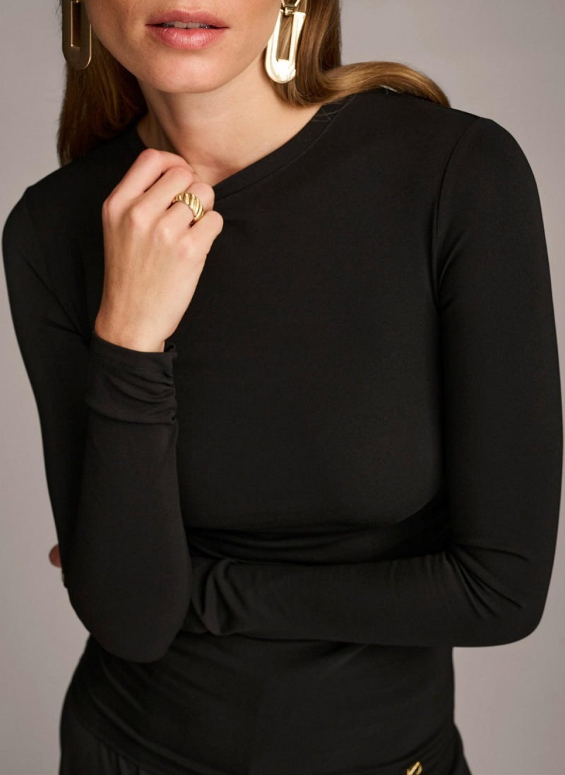 Black Donna Karan Ruched Detail Sweaters and Tops | Israel_DK99837