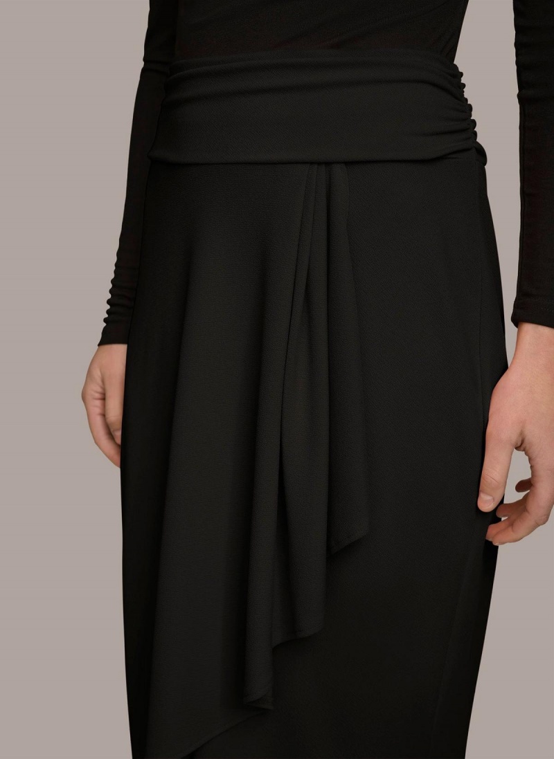 Black Donna Karan Ruched Skirt | Israel_DK44881