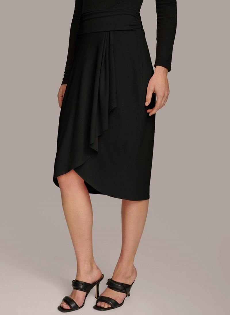 Black Donna Karan Ruched Skirt | Israel_DK44881