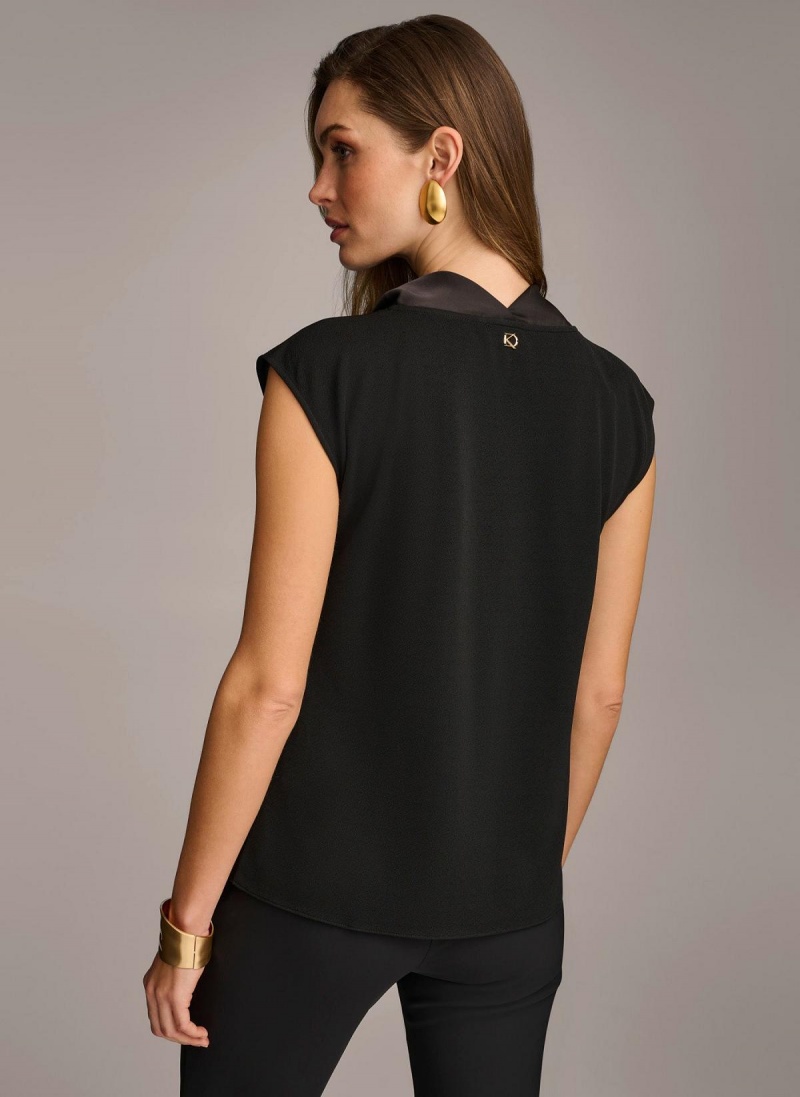 Black Donna Karan Sleeveless Cowl Neck Sweaters and Tops | Israel_DK30150