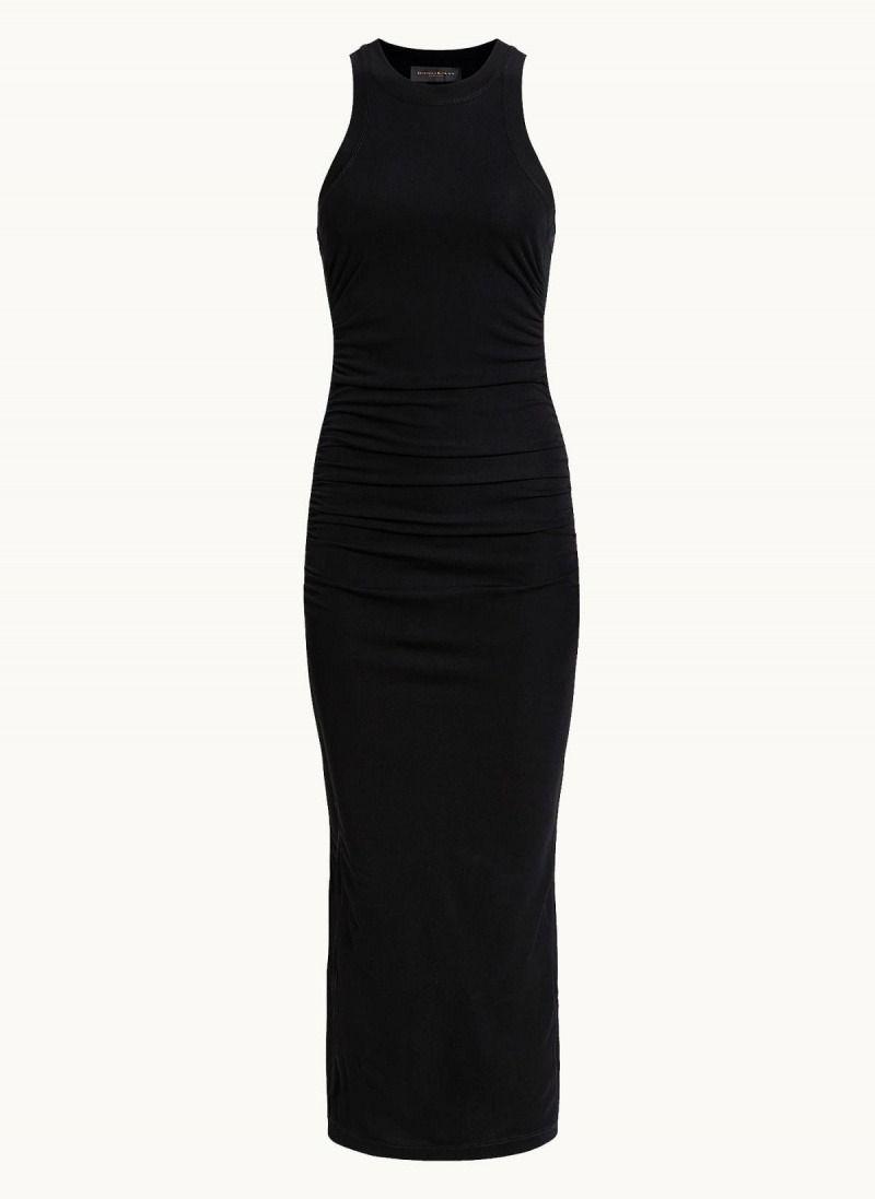 Black Donna Karan Sleeveless Ruched Dress | Israel_DK80565