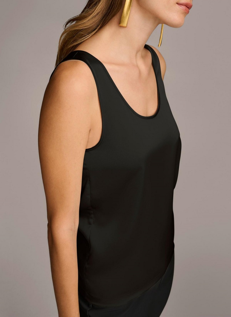 Black Donna Karan Sleeveless Shell Sweaters and Tops | Israel_DK26926