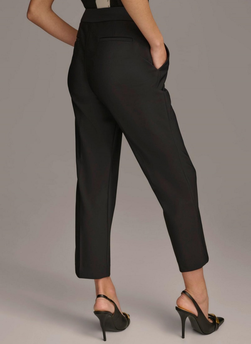 Black Donna Karan Slim Leg Ankle Length Pants | Israel_DK16086