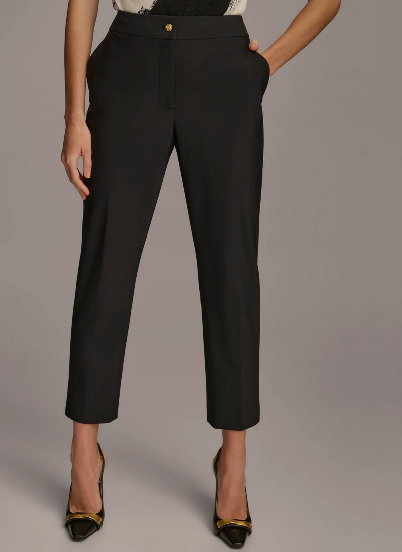 Black Donna Karan Slim Leg Ankle Length Pants | Israel_DK16086