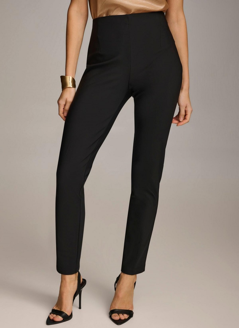 Black Donna Karan Slim Leg Pants | Israel_DK90986