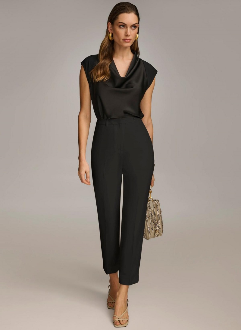 Black Donna Karan Slim Leg Pants | Israel_DK36335