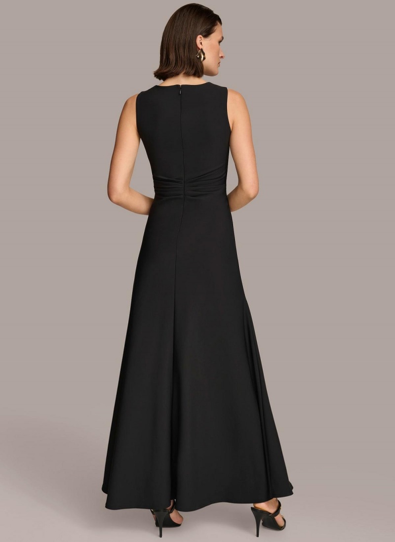 Black Donna Karan Vneck Twist Front Gown Dress | Israel_DK76750