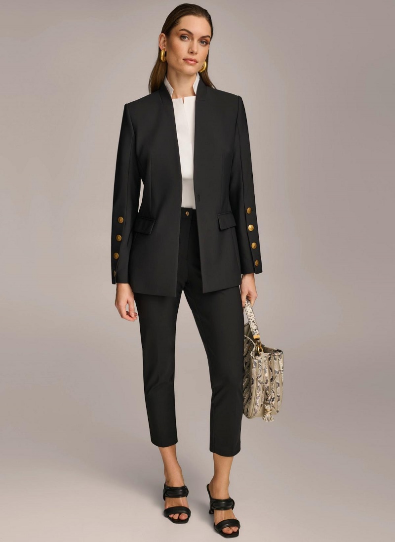 Black Donna Karan With Button Details On Sleeve Jacket | Israel_DK41165