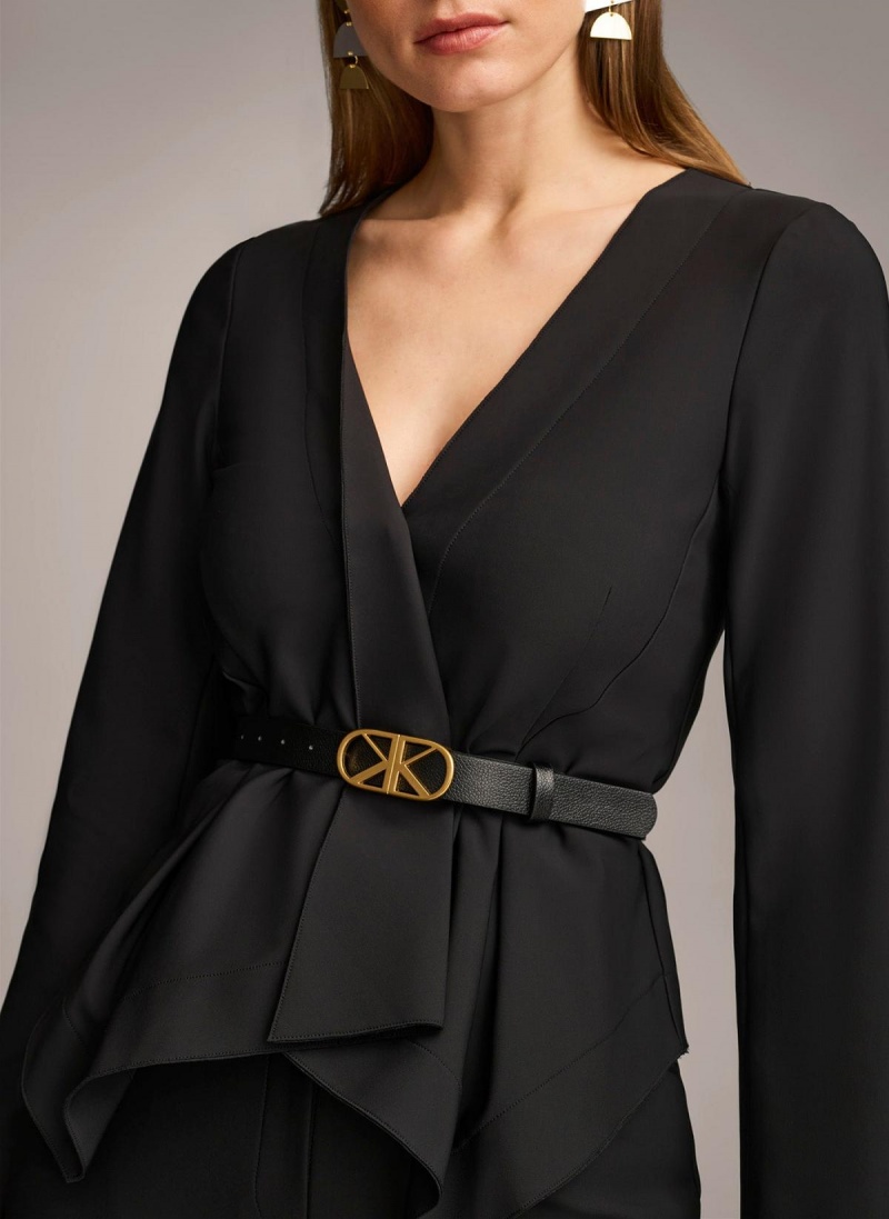 Black Donna Karan Wrap With Belt Jacket | Israel_DK23623