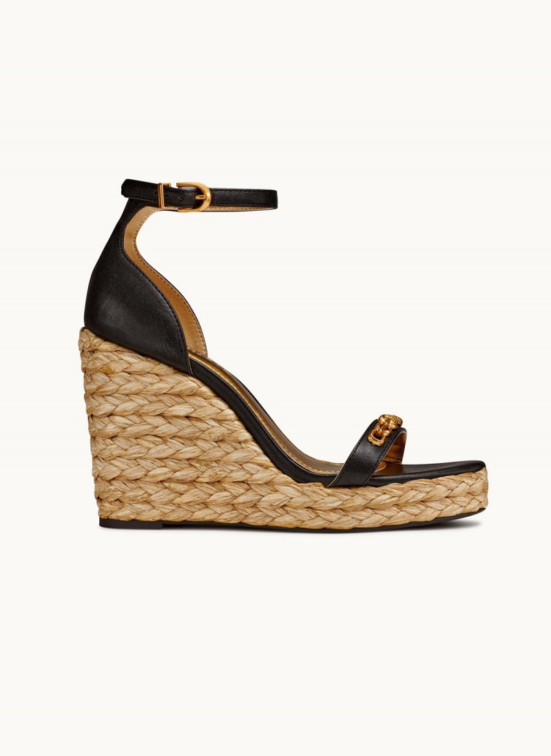 Black Donna Karan Yulissa Ankle Strap Espadrille Sandals | Israel_DK92940