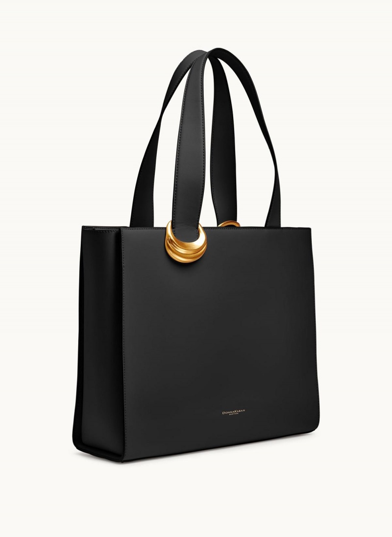 Black / Gold Donna Karan Hewlett Tote Bag | Israel_DK20578