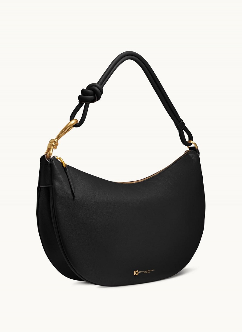 Black / Gold Donna Karan Roslyn Large Hobo Bag | Israel_DK69566