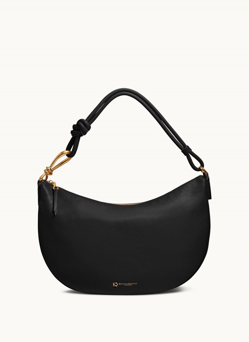 Black / Gold Donna Karan Roslyn Large Hobo Bag | Israel_DK69566